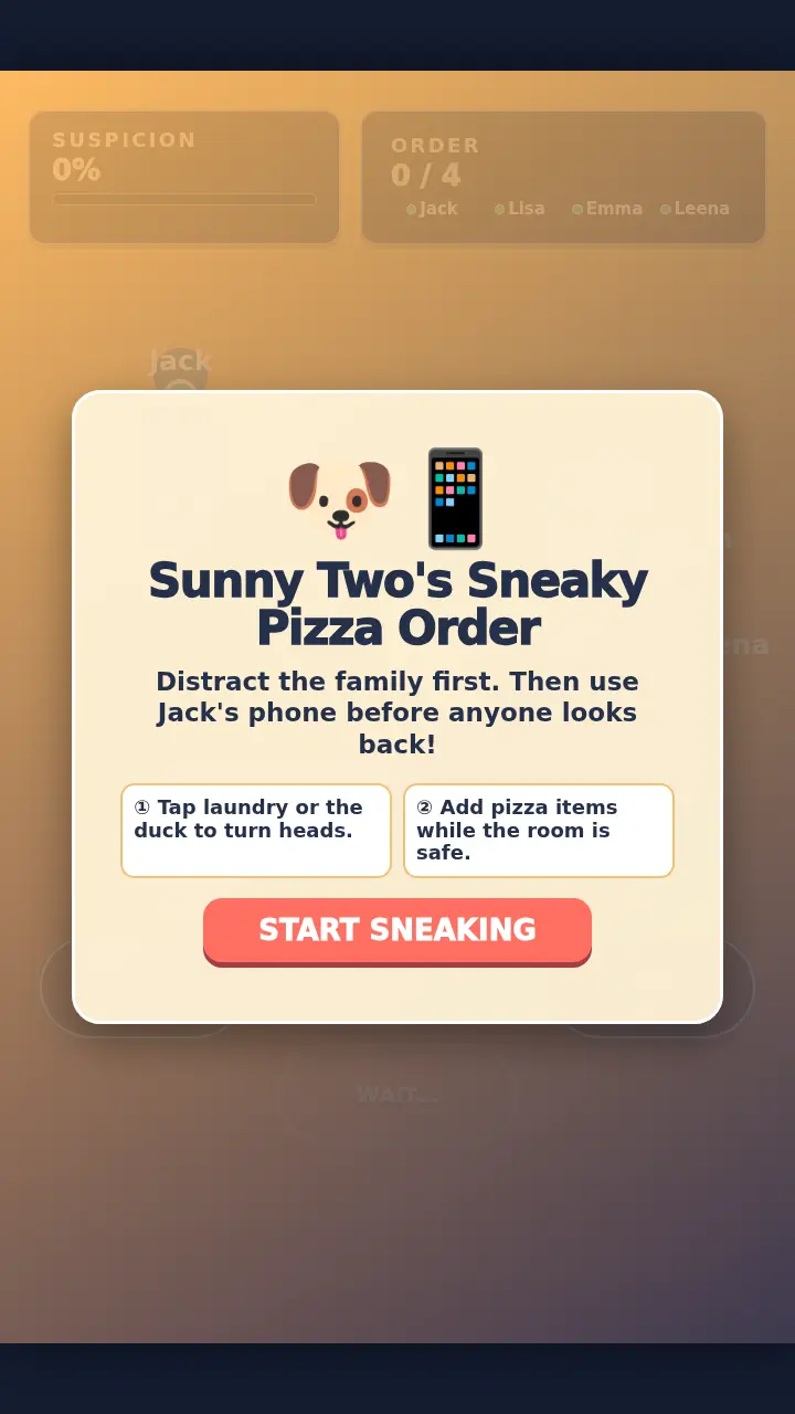 Sunny Two's Sneaky Pizza Order
